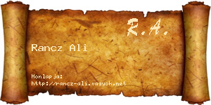 Rancz Ali névjegykártya